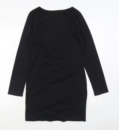 Preworn Womens Black Polyester Bodycon Size M Boat Neck Pullover