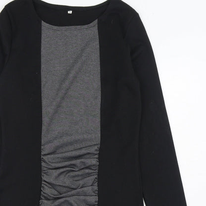 Preworn Womens Black Polyester Bodycon Size M Boat Neck Pullover