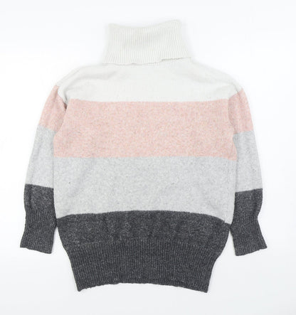 F&F Womens Multicoloured Roll Neck Striped Polyester Pullover Jumper Size 8