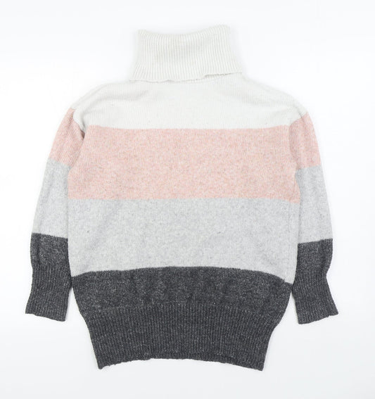 F&F Womens Multicoloured Roll Neck Striped Polyester Pullover Jumper Size 8