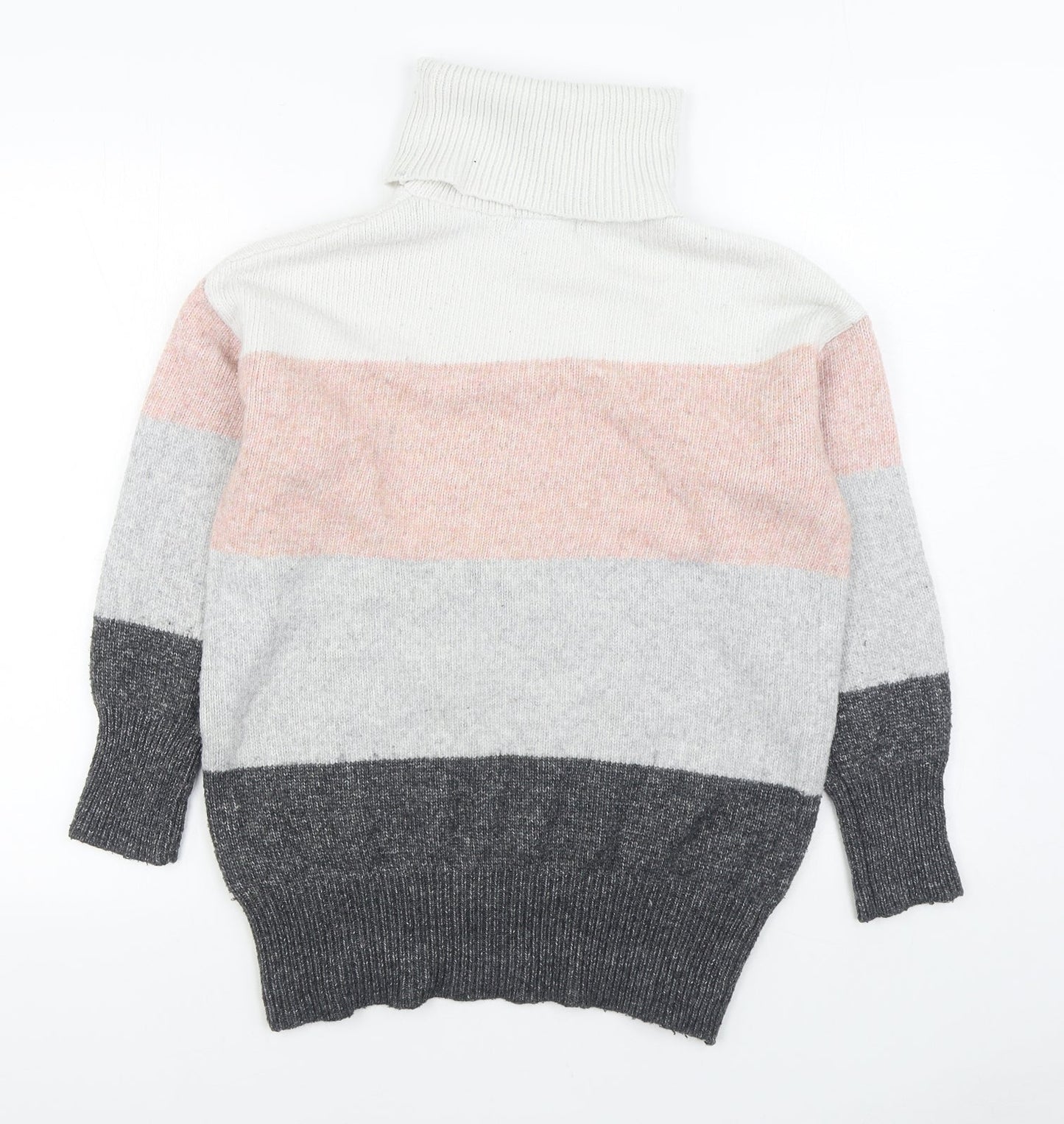 F&F Womens Multicoloured Roll Neck Striped Polyester Pullover Jumper Size 8