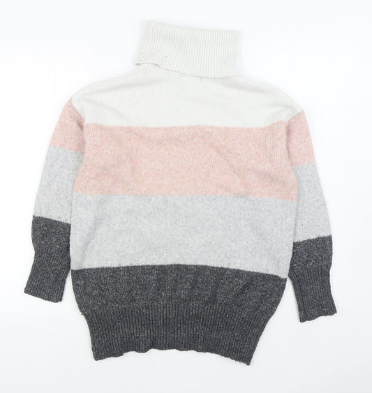 F&F Womens Multicoloured Roll Neck Striped Polyester Pullover Jumper Size 8