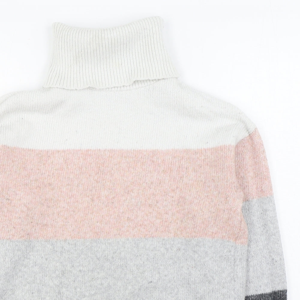 F&F Womens Multicoloured Roll Neck Striped Polyester Pullover Jumper Size 8