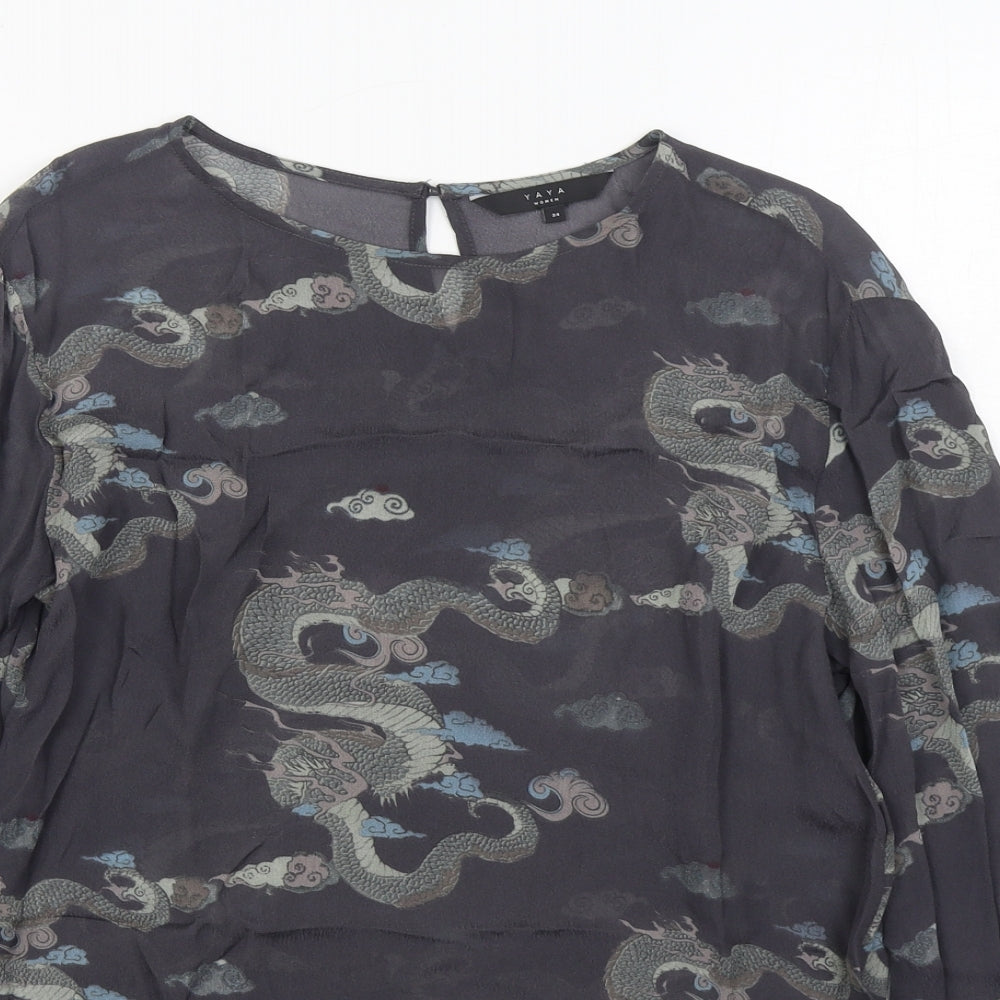 Womens UK Size 8 YAYA Grey Basic Blouse