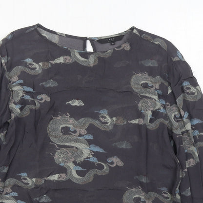 Womens UK Size 8 YAYA Grey Basic Blouse