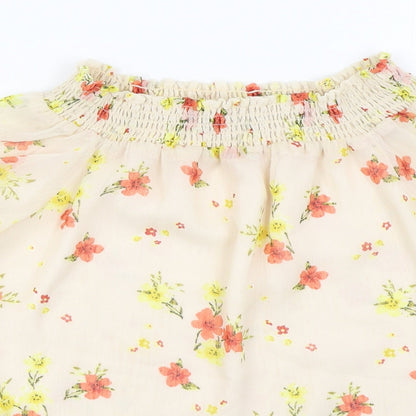 F&F Womens Pink Floral Polyester Basic Blouse Size 12 Off the Shoulder