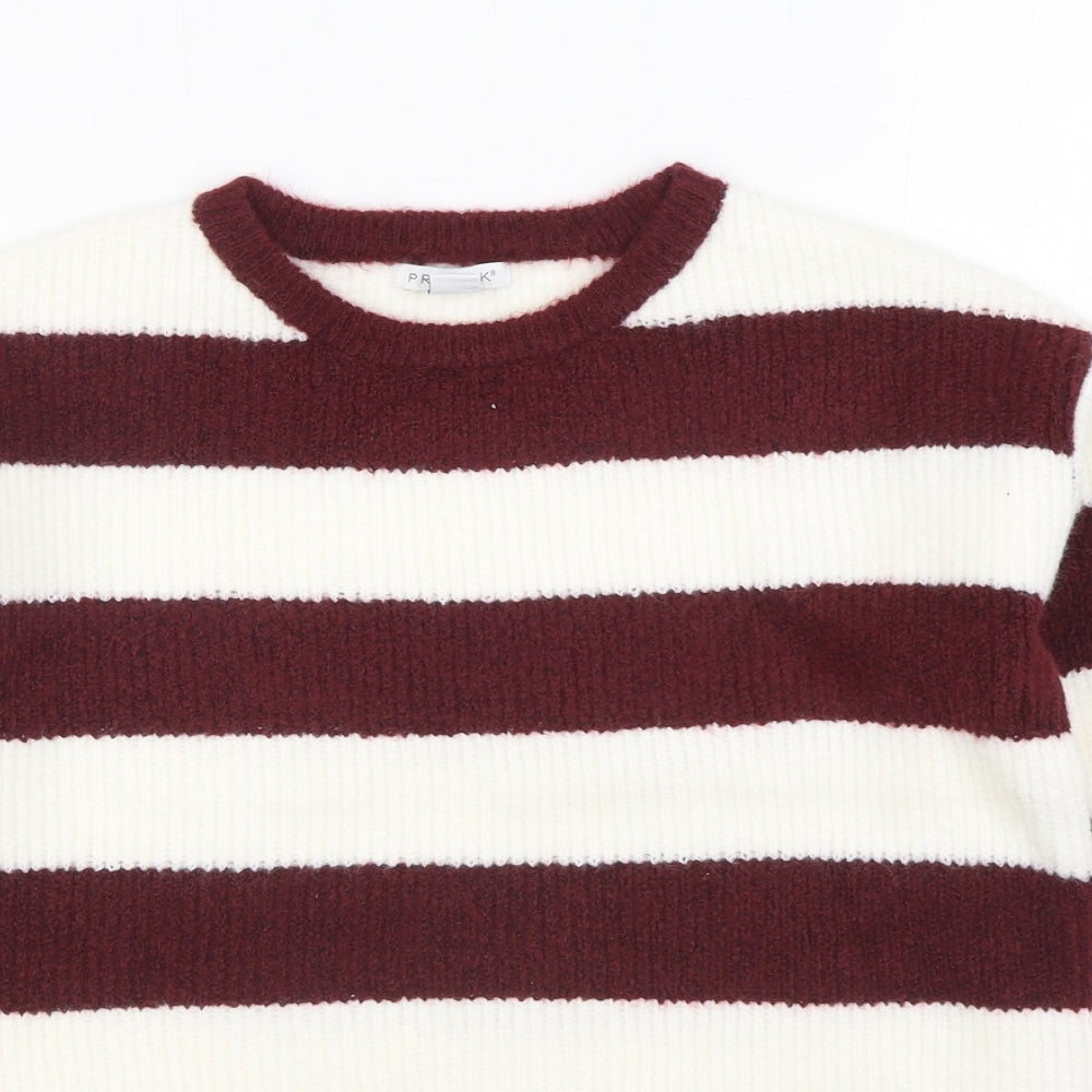 Primark Girls Red Round Neck Striped Acrylic Pullover Jumper Size 13-14 Years Pullover