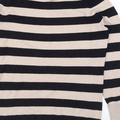Gallery Womens Black Boat Neck Striped Viscose Pullover Jumper Size S
