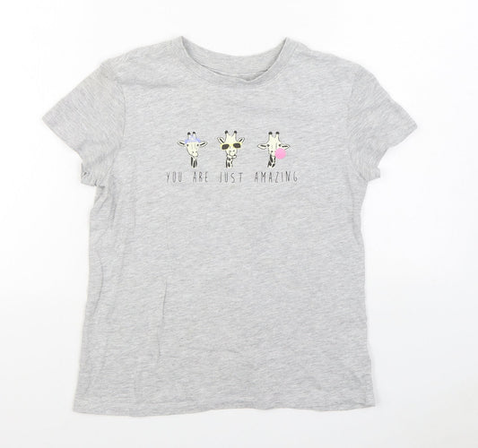 Primark Womens Grey Cotton Basic T-Shirt Size 2XS Round Neck