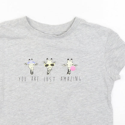 Primark Womens Grey Cotton Basic T-Shirt Size 2XS Round Neck