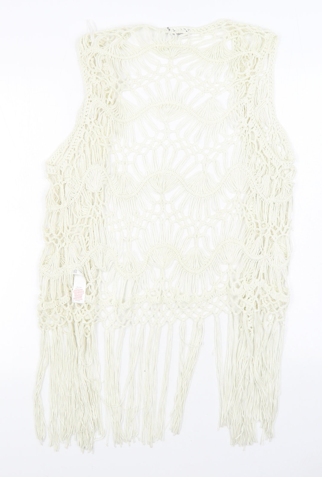 F&F Womens White V-Neck Acrylic Cardigan Jumper Size S