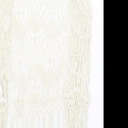 F&F Womens White V-Neck Acrylic Cardigan Jumper Size S