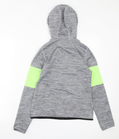 H&M Girls Grey Polyester Full Zip Hoodie Size 10-11 Years Zip