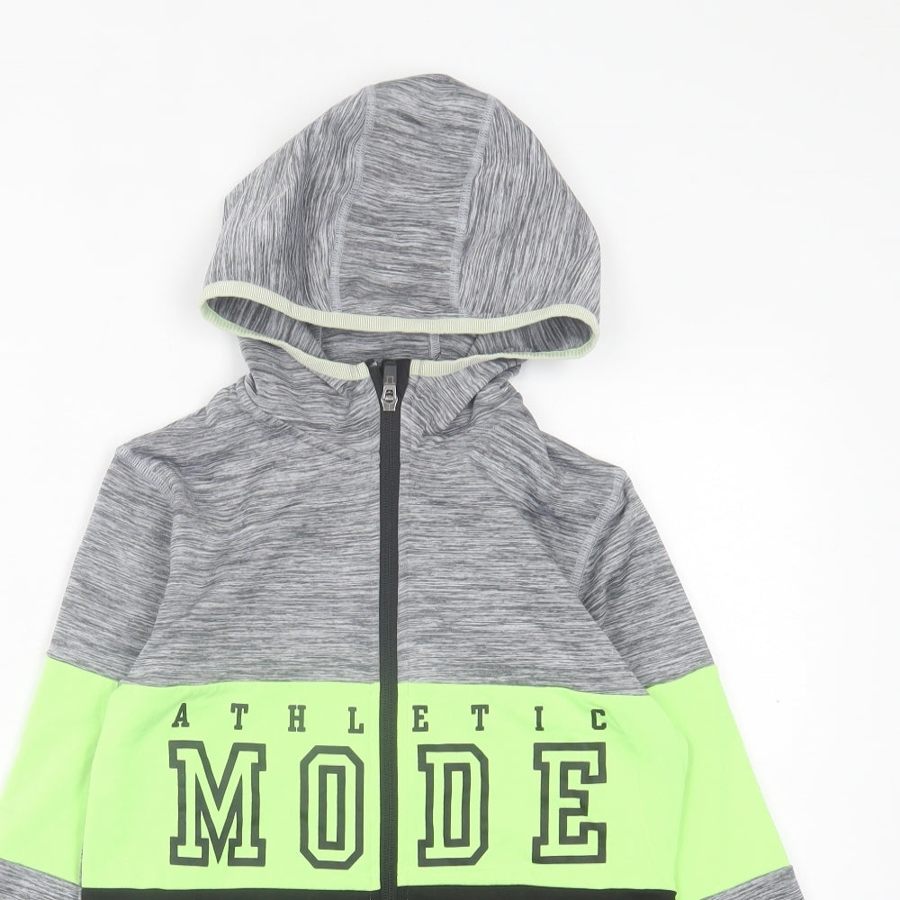 H&M Girls Grey Polyester Full Zip Hoodie Size 10-11 Years Zip
