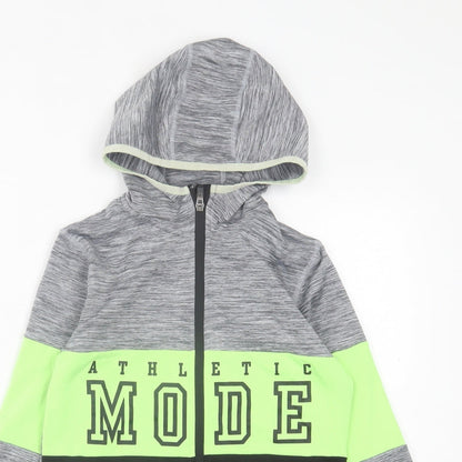 H&M Girls Grey Polyester Full Zip Hoodie Size 10-11 Years Zip