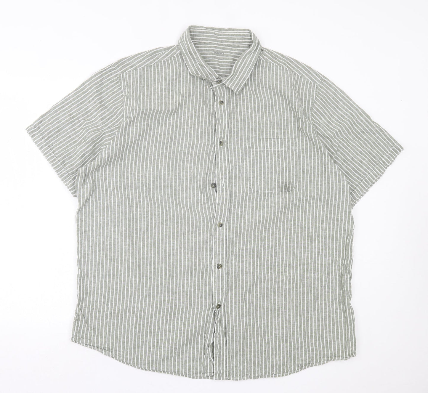 Mens UK Size 2XL Dunnes Stores Green  Button-Up Short Sleeve Casual Shirt