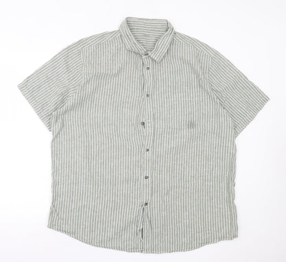 Mens UK Size 2XL Dunnes Stores Green  Button-Up Short Sleeve Casual Shirt