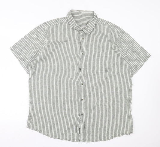 Mens UK Size 2XL Dunnes Stores Green  Button-Up Short Sleeve Casual Shirt