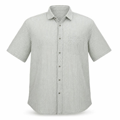Dunnes Mens Green Striped Linen Button-Up Size 2XL Collared Button