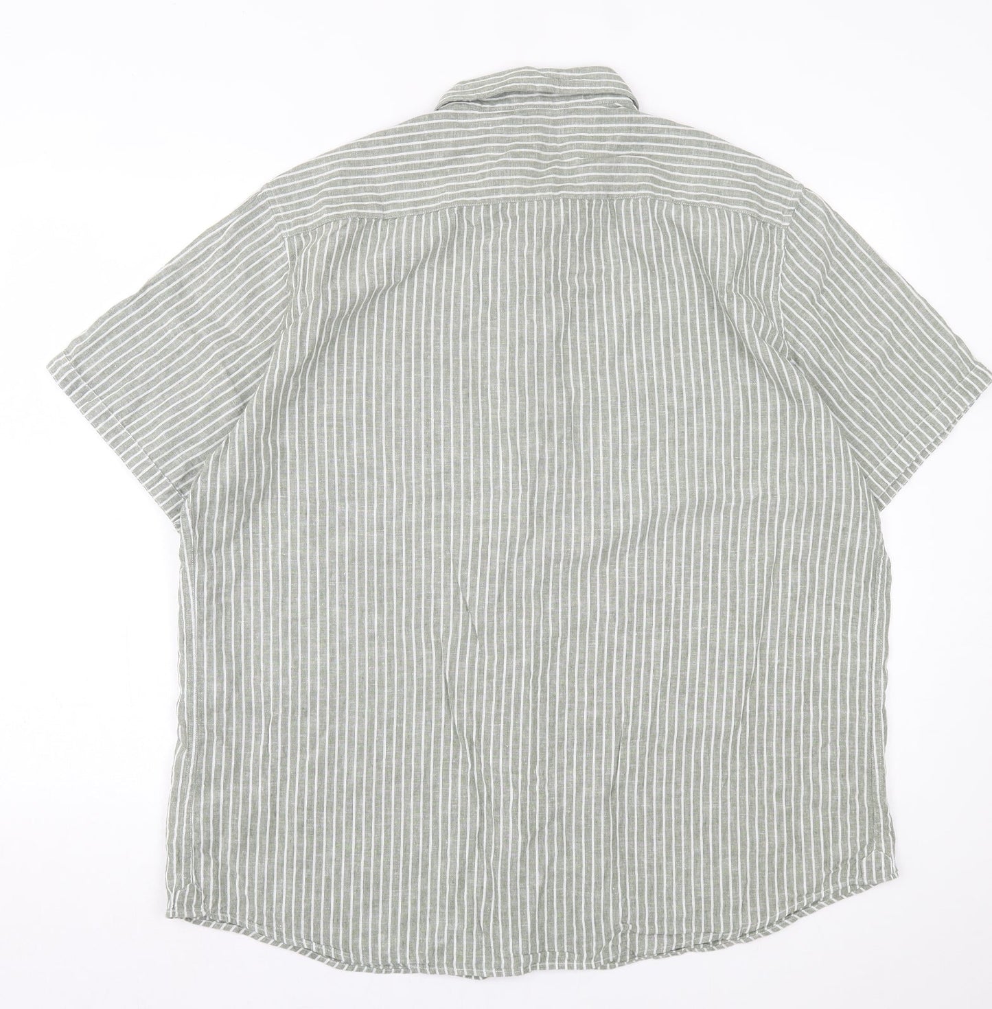 Mens UK Size 2XL Dunnes Stores Green  Button-Up Short Sleeve Casual Shirt