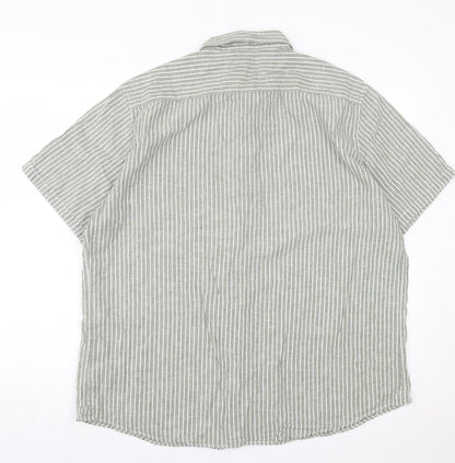 Mens UK Size 2XL Dunnes Stores Green  Button-Up Short Sleeve Casual Shirt