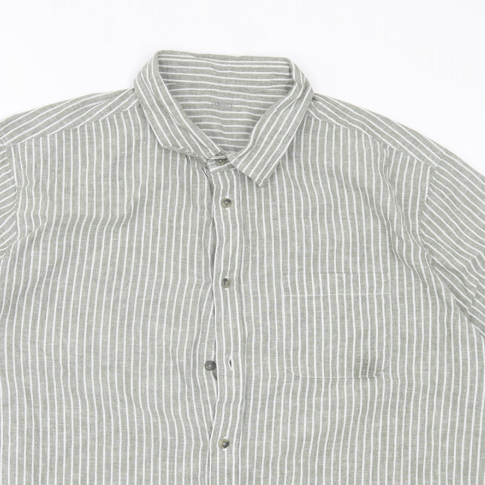 Mens UK Size 2XL Dunnes Stores Green  Button-Up Short Sleeve Casual Shirt