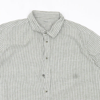 Mens UK Size 2XL Dunnes Stores Green  Button-Up Short Sleeve Casual Shirt