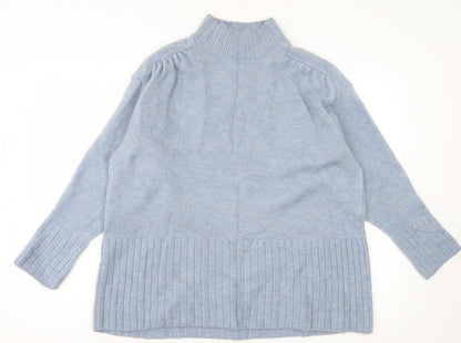 George Womens Blue High Neck Acrylic Pullover Jumper Size M