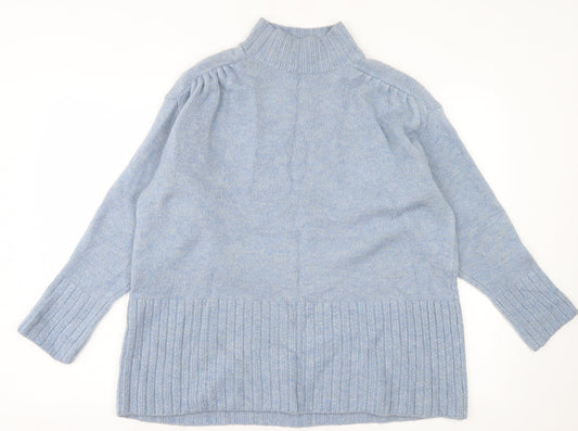 George Womens Blue High Neck Acrylic Pullover Jumper Size M