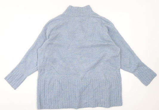 George Womens Blue High Neck Acrylic Pullover Jumper Size M