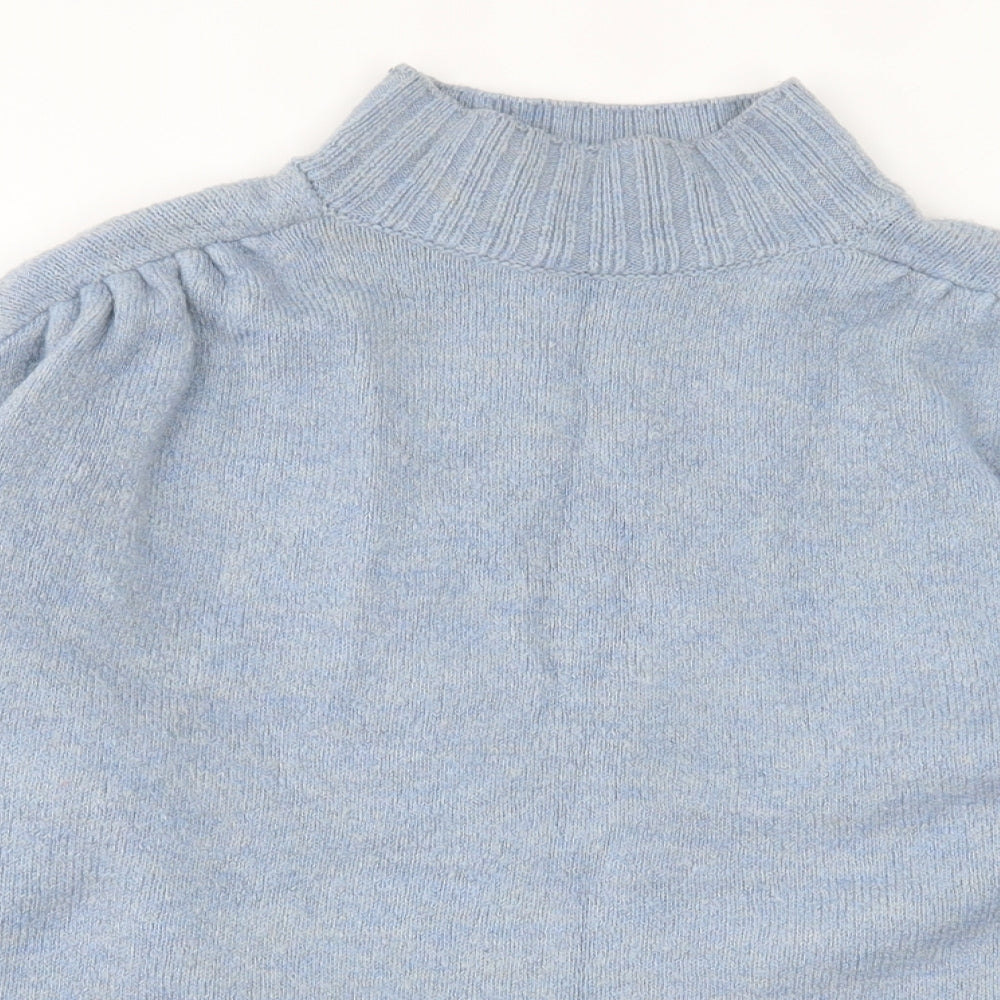 George Womens Blue High Neck Acrylic Pullover Jumper Size M