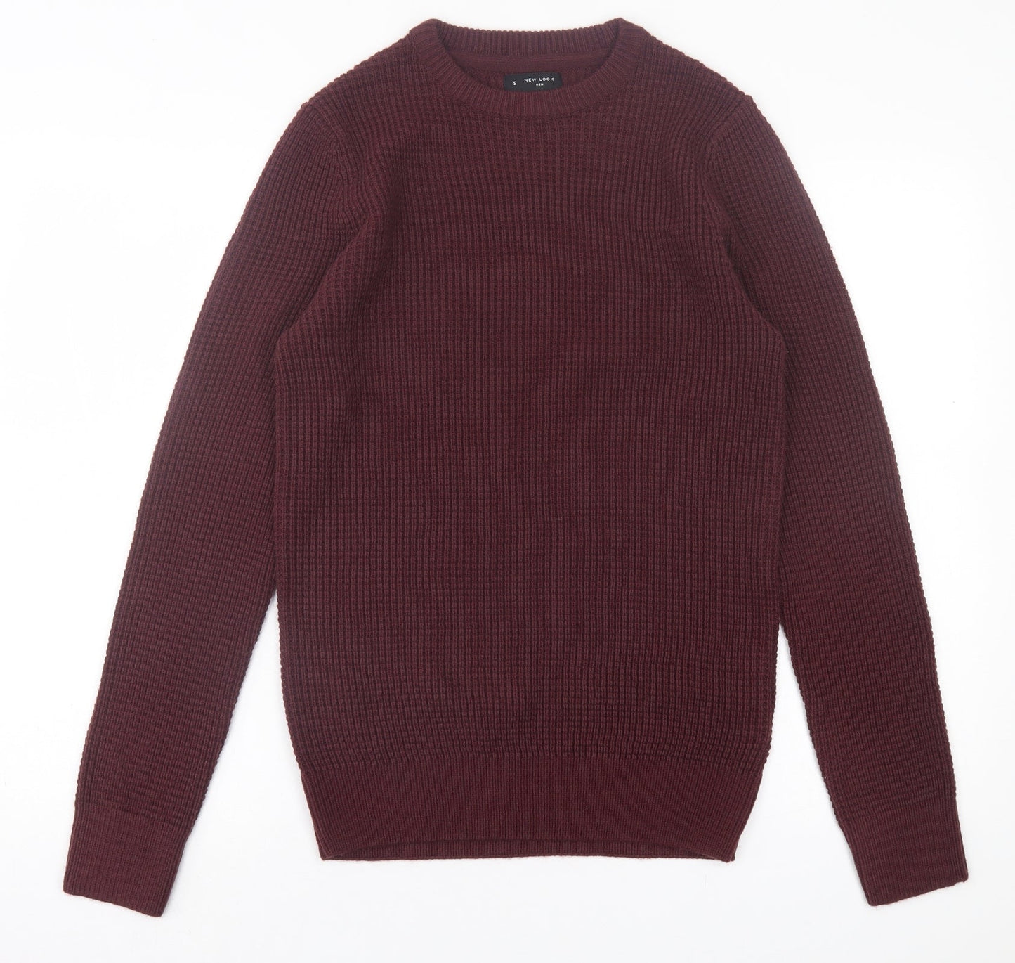 New Look Mens Purple Crew Neck Acrylic Pullover Jumper Size S