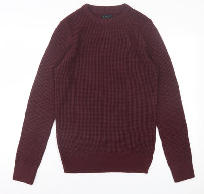New Look Mens Purple Crew Neck Acrylic Pullover Jumper Size S