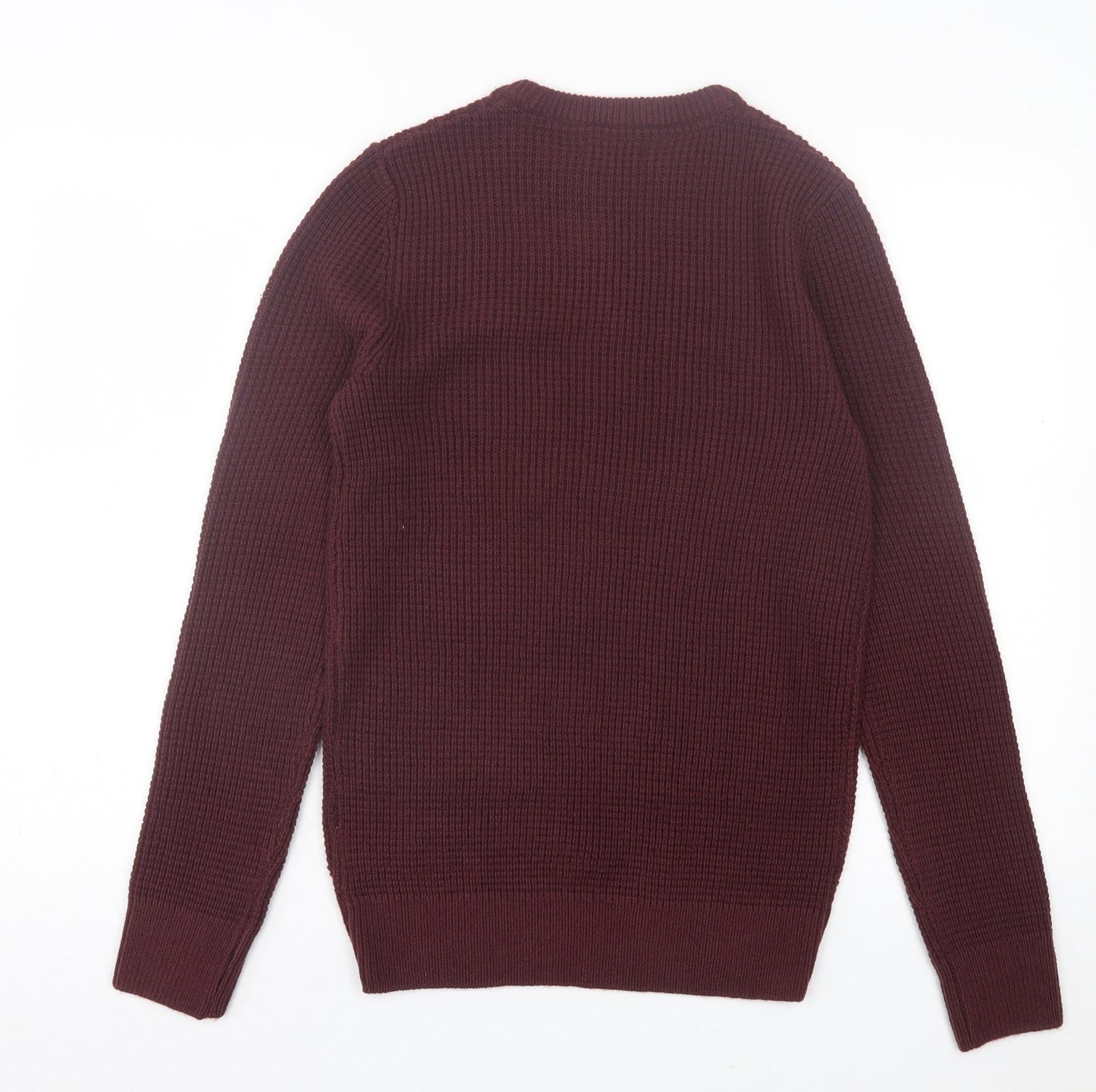 New Look Mens Purple Crew Neck Acrylic Pullover Jumper Size S