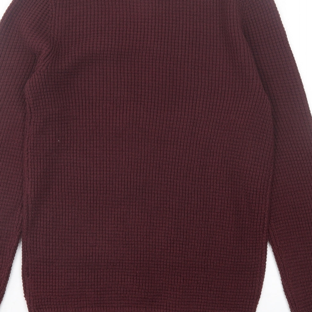 New Look Mens Purple Crew Neck Acrylic Pullover Jumper Size S