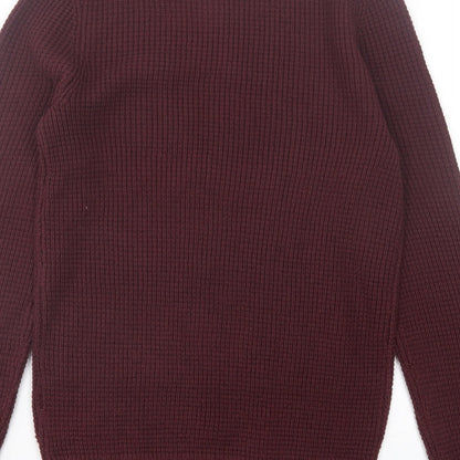 New Look Mens Purple Crew Neck Acrylic Pullover Jumper Size S