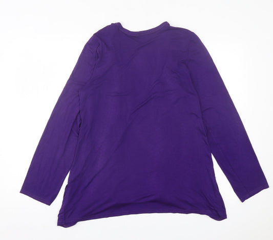 Chemistry Womens Purple V-Neck Viscose Cardigan Jumper Size 14