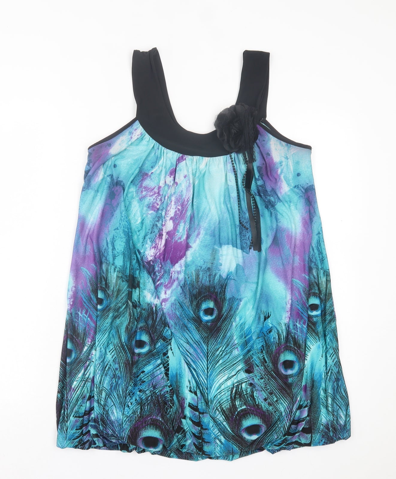 Quiz Womens Blue Geometric Polyester A-Line Size 12 Scoop Neck Pullover