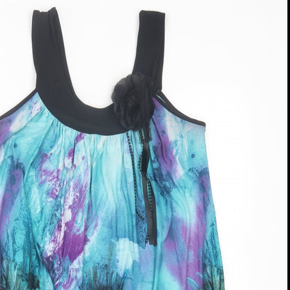 Quiz Womens Blue Geometric Polyester A-Line Size 12 Scoop Neck Pullover