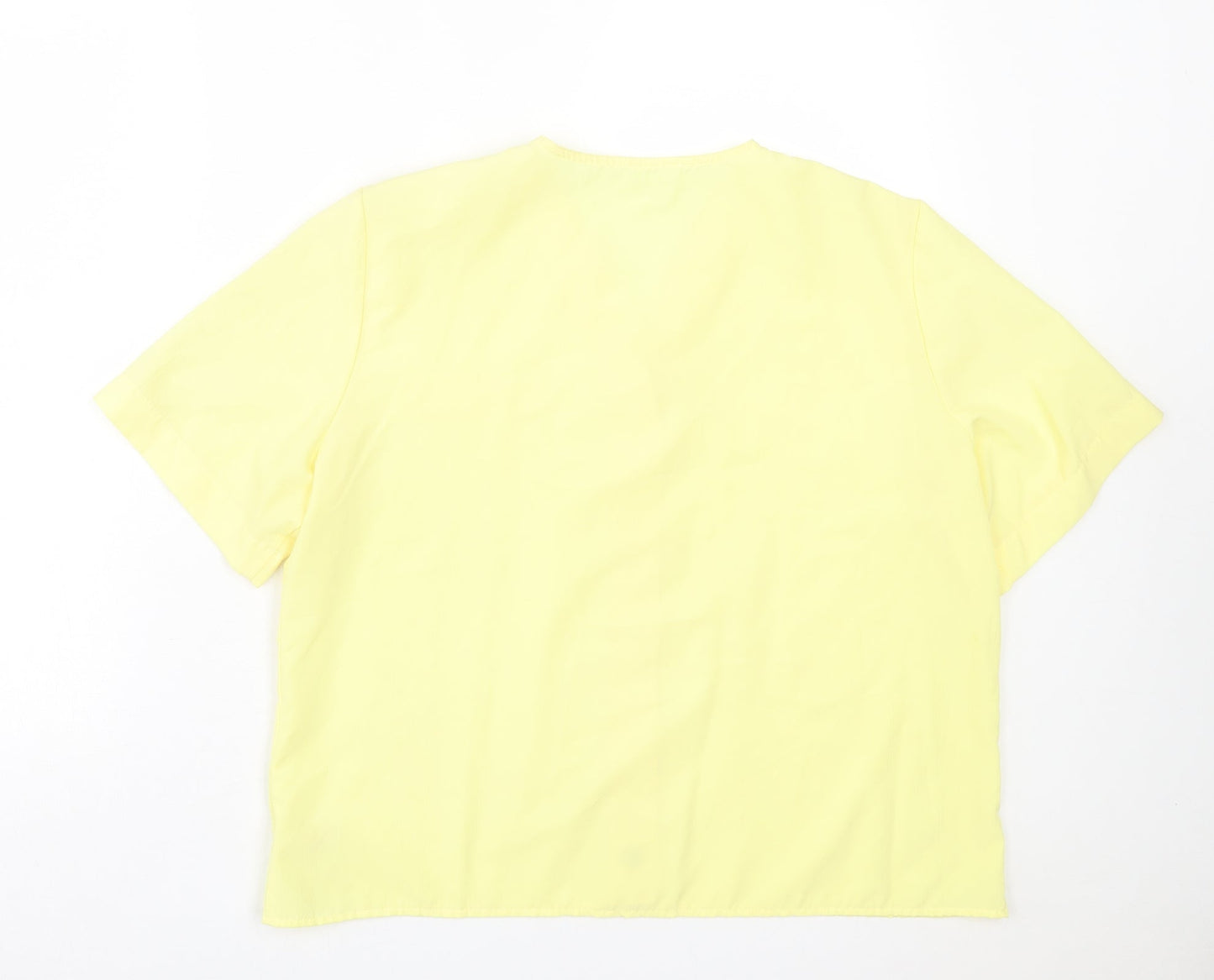ST BENARD Womens Yellow Polyester Basic Button-Up Size 16 V-Neck