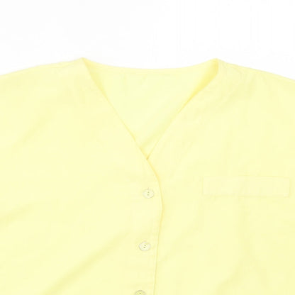 ST BENARD Womens Yellow Polyester Basic Button-Up Size 16 V-Neck
