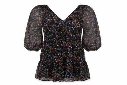Miss Selfridge Womens Black Geometric Polyester A-Line Size 10 Square Neck Pullover