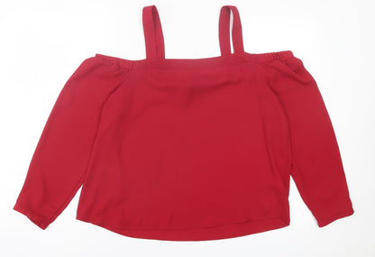 Womens UK Size 14 New Look Red Basic Blouse