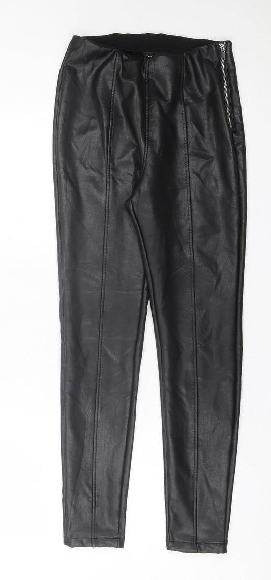 Womens UK Size 10 New Look Regular Fit Capri Black Trousers