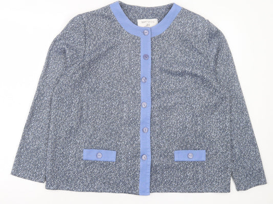bonmarch Womens Blue Geometric Jacket Size 20 Button