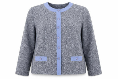 Bonmarché Womens Blue Geometric Jacket Size 20 Button