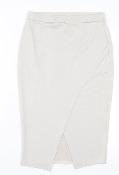 Boohoo Womens Grey Polyester A-Line Skirt Size 12