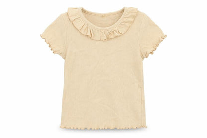 George Girls Beige Cotton Pullover T-Shirt Size 2-3 Years Boat Neck Pullover