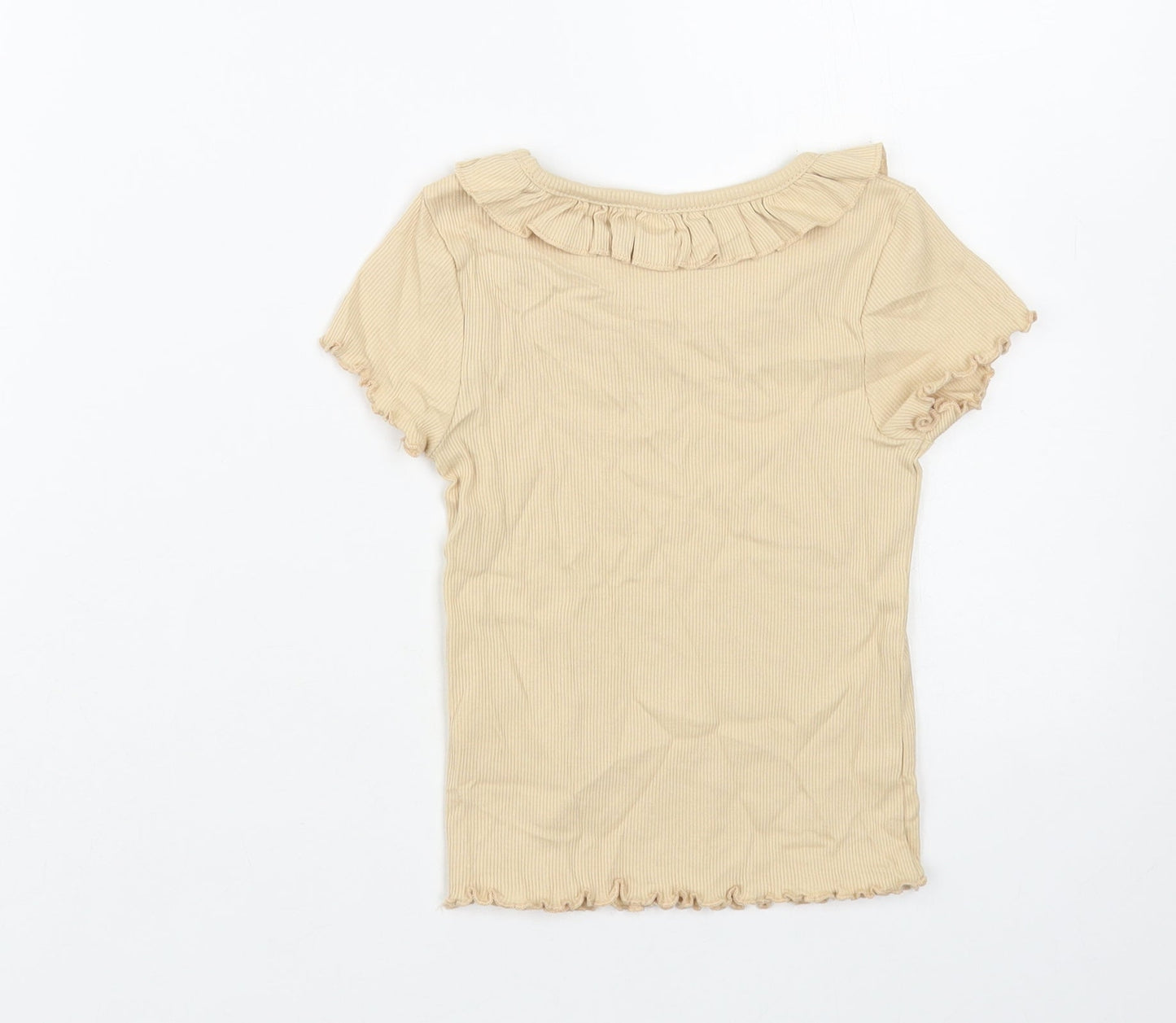 George Girls Beige Cotton Pullover T-Shirt Size 2-3 Years Boat Neck Pullover