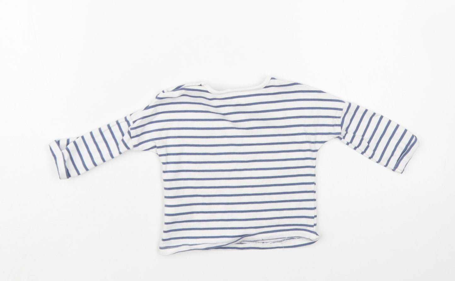 NEXT Baby White Striped Cotton Pullover T-Shirt Size 0-3 Months Crew Neck Snap